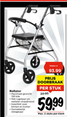Rollator voor €59,99 bij Vomar