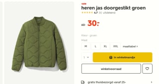 Groene heren jas voor €30 bij de Hema