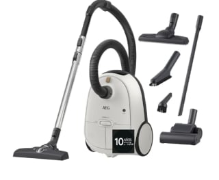 Aspiradora de Trineo con Bolsa AEG AB61H6SW, 850W de Potencia, 3,5L de Capacidad, Radio de acción 12m, Ruedas XL, Filtro Lavable, 3 cepillos + 3 Accesorios por 118.75€