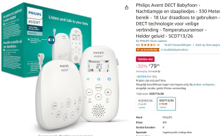 Philips AVENT SCD713/26 DECT Audio-Babyfoon voor €79,99 bij Amazon
