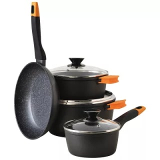 Bateria de cocina 7 piezas San Ignacio Energy en aluminio forjado apta para cualquier fuego por 28,99€