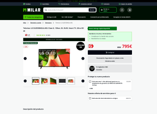 TV OLED 55" LG OLED55B42LA.AEU Clase G 139cm OLED Smart TV Ultra HD 4K por solo 795€