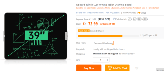 NBoard LCD 39 inch digitaal tekenbord voor €72,99 bij TomTop