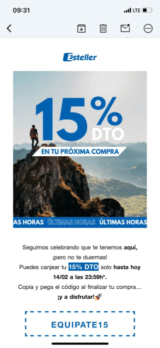15% de descuento en material outdoor