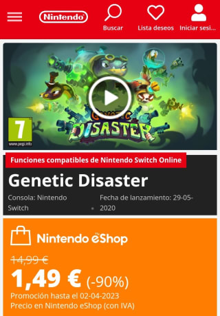 Genetic Disaster Nintendo Switch por 1,49€.