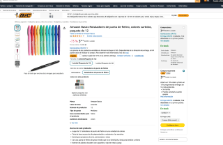 Rotuladores punta de fieltro colores surtidos paquete 12 por 11,38€