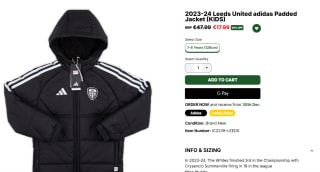 Adidas Chaqueta acolchada Leeds United 2023-24 niños por 16,19€