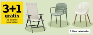3+1 gratis op diverse tuinstoelen bij Leen Bakker