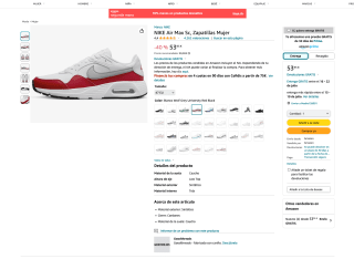 Zapatillas NIKE Air Max Sc Mujer blanco y rojo por solo 53,95€