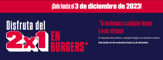 Foster Hollywood 2x1 en Burgers + Refresco