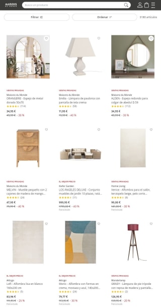 Hasta -60% Ventas Privadas en Maisons du Monde.