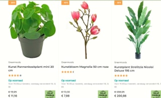 Tot 40% korting op kunstbloemen en planten bij Easyplants