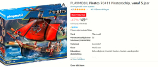 PLAYMOBIL Pirates piratenschip 70411 voor €49,49 bij Amazon