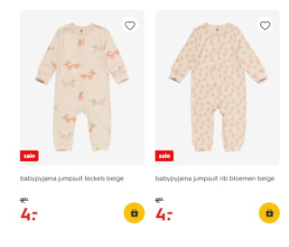 Diverse Babypyjama's vanaf €3 bij de Hema