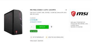 MSI MAG Codex 5 12TH-1201MYS voor €999 bij Levix