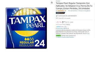 3 Paquetes de Tampax Pearl Regular Tampones Con Aplicador, Se Adaptan A La Forma De Tu Cuerpo, Evitan Pérdidas, 24 Unidades por 7.98€