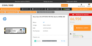 Disco Duro M.2 HP 1TB SSD por 66,95€€