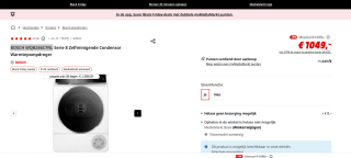 WQB246C7NL warmtepompdroger van Bosch voor €924 na cashback bij de Mediamarkt