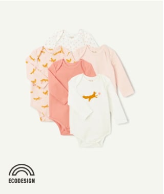 Lot de 5 bodies manches longues (coloris au choix) - Tailles 1 à 36 mois à 22,99€