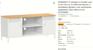SONGMICS Tv-meubel voor TV's tot 55'' met deurtjes voor €69,71 bij Amazon