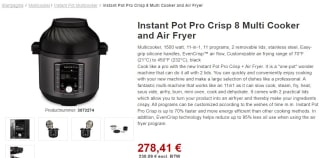 Instant Pot Multicooker / Slowcooker / Airfryer Pro Crisp - 7.6 Liter voor €278,41 bij Proshop
