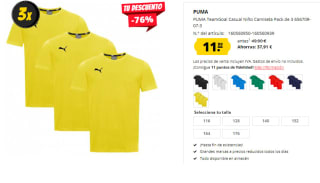 Pack 3 Camisetas para Peques PUMA TeamGoal por 11.99€