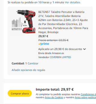BETENST Taladro Percutor a Bateria 21V + 23 accesorios por 29,97€