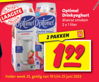 2 pakken Optimel voor 1,99 bij Nettorama