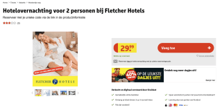 Hotelovernachting voor 2 personen voor 29,99 euro
