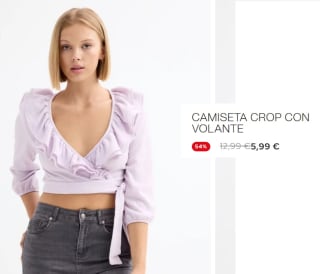 Camiseta Crop con Volante para Mujer por 5.9€