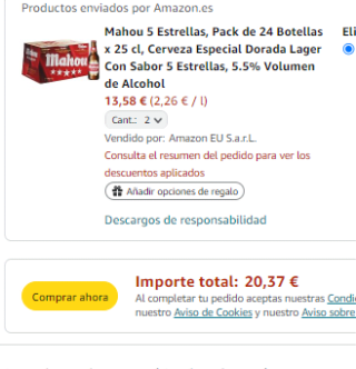 48 botellines Mahou 5 Estrellas por 20,37€