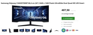 Samsung Odyssey Gaming Monitor G5 34" (C34G55TWWP) Zwart voor €407,50 bij Twaiko