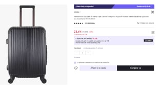 Maleta de Cabina 4 Ruedas de Viaje Semirigida 21.67€ (Cuenta Nueva 12.87€)