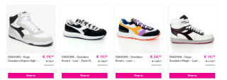 Diverse Diadora leren sneakers vanaf €19,99 bij Veepee