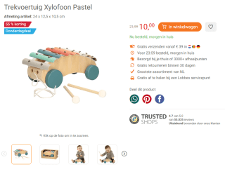 Trekvoertuig Xylofoon Pastel voor €10 bij Lobbes