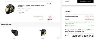 Casco X-Lite X-803 RS Ultra Carbon Gold Edition por 370,09€