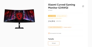 Xiaomi Curved Gaming Monitor G34WQi por 182,74€