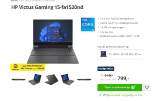 HP Victus (RTX 4050, i5-12500H, 144Hz IPS, 16GB/512GB) voor €799 bij Paradigit