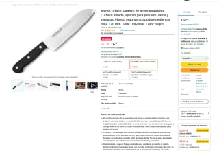 Arcos Cuchillo Santoku de Acero Inoxidable Hoja 170mm por 16,59€