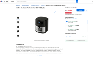Freidora de Aire sin Aceite Eurotec CD60-01DSS 6L por solo 39,99€