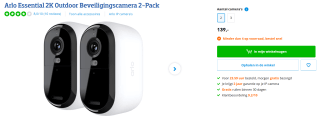 Arlo Essential 2K Outdoor Beveiligingscamera (2-Pack) voor €139 bij Coolblue