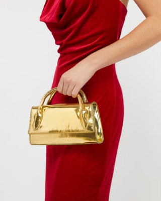 Bolso de mano de fiesta con bandolera extraíble y acabado metalizado por 6€