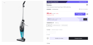 Marca Cecotec Aspirador Vertical Conga Popstar 1000 DuoStick Easy por 14,27€