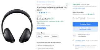Audífonos Inalámbricos Bose 700 por $5,699 en Mercado Libre