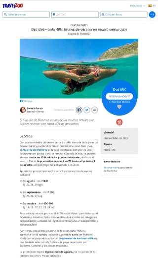 Desde 65€ por 2 personas noche en Resort Menorquín.