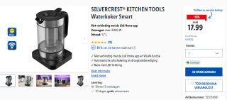 SIlvercrest Smart waterkoker voor €17,99 bij Lidl voor €17,99