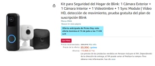Kit para Seguridad del Hogar de Blink: 1 Cámara Exterior + 1 Cámara Interior + 1 Videotimbre + 1 Sync Module | Vídeo HD, detección de movimiento, prueba gratuita del plan de suscripción Blink por 89.95€