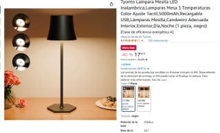 Tyonto Lampara Mesita LED Inalambrica por 17,99€