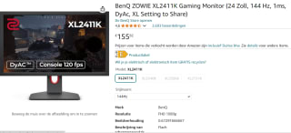 BenQ Zowie XL2411K 24" Gaming monitor voor €158,44 bij Amazon