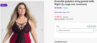Ensemble de lingerie guêpière Lovehoney à 21,98€
